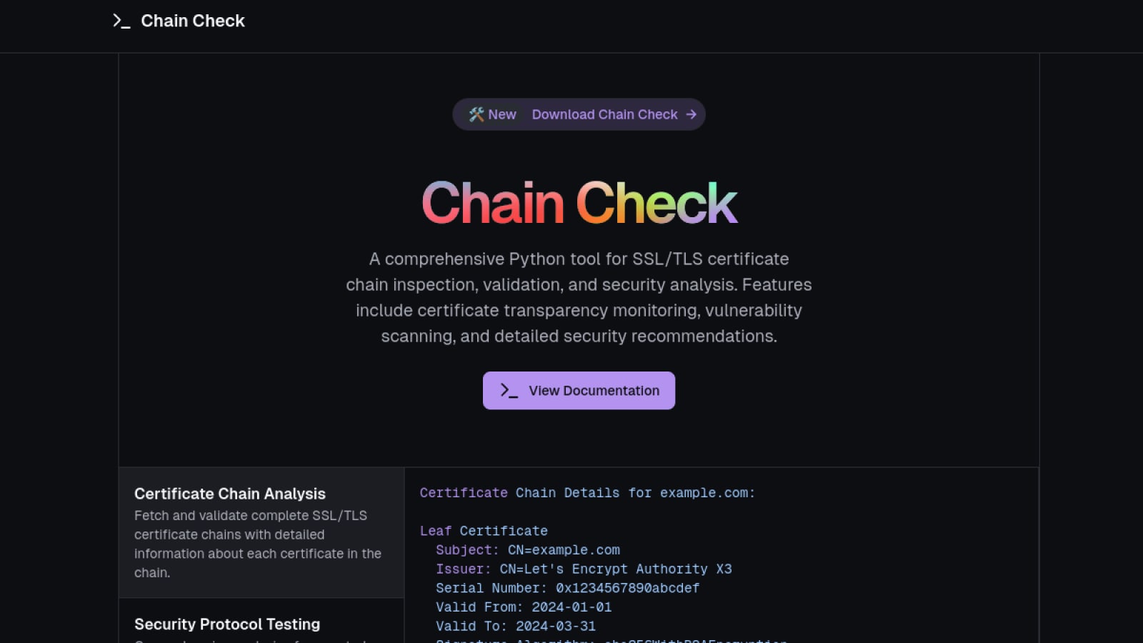 Chain Check preview